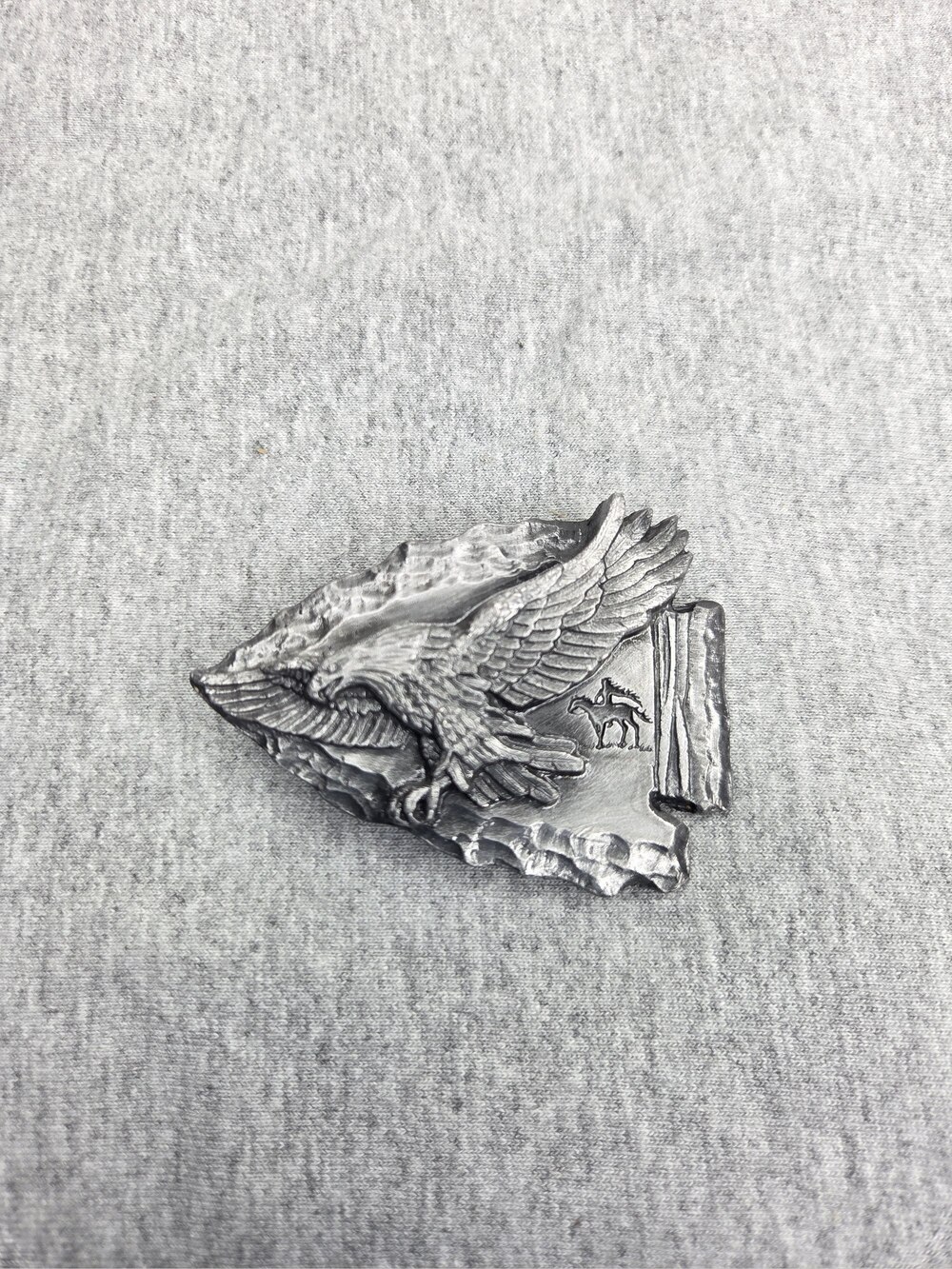 1988 Siskiyou Arrowhead Eagle Pewter Belt Buckle Made in USA